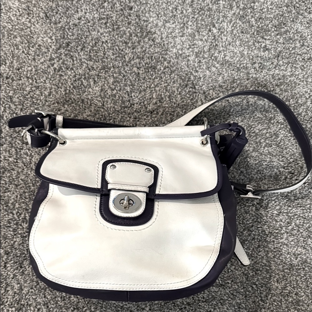 Coach Legacy White Purple Archival Two Tone Leather Willis Crossbody